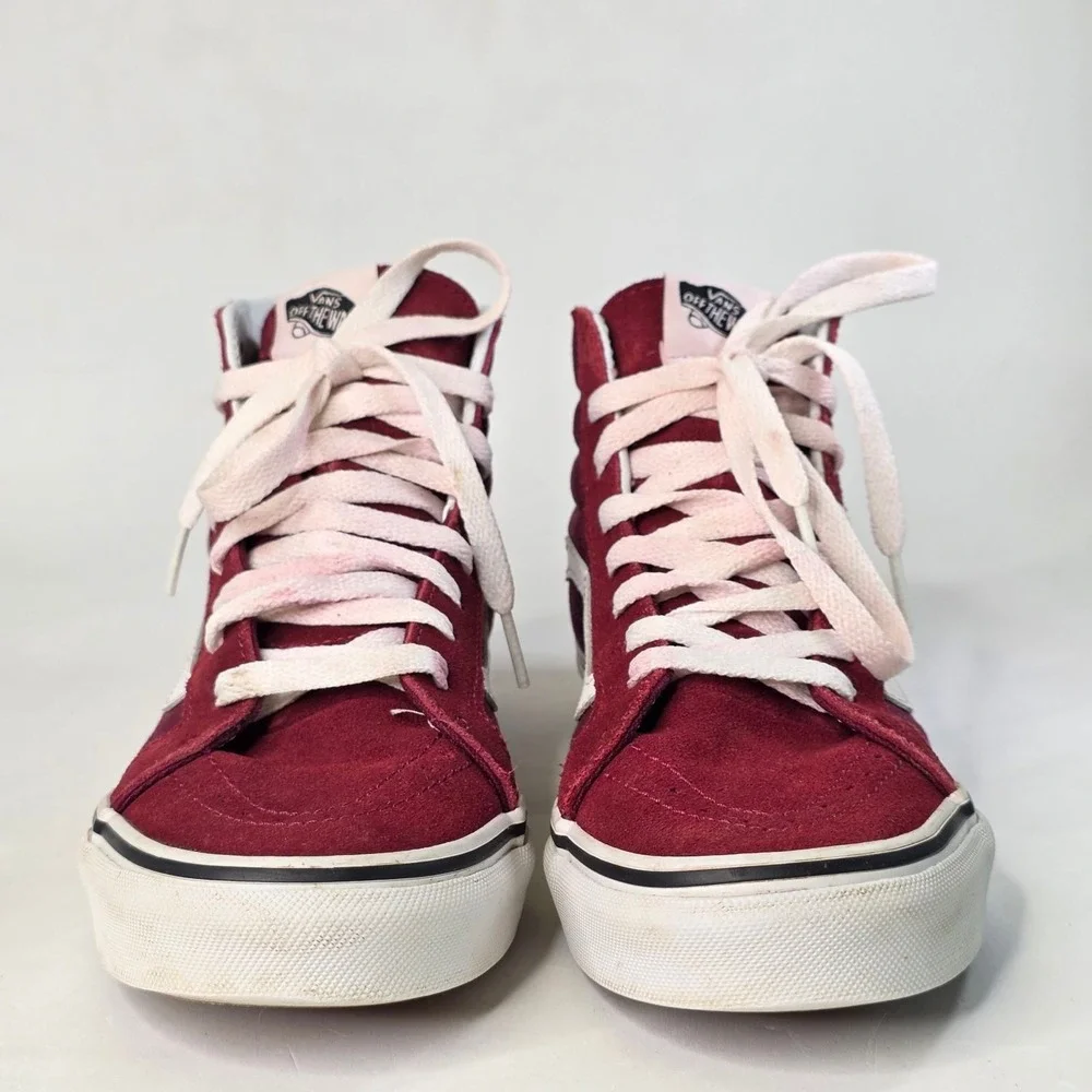 Vans Sk8-Hi Burgundy Maroon Suede Canvas High Top Sneakers Men's 7.5 Women's 9